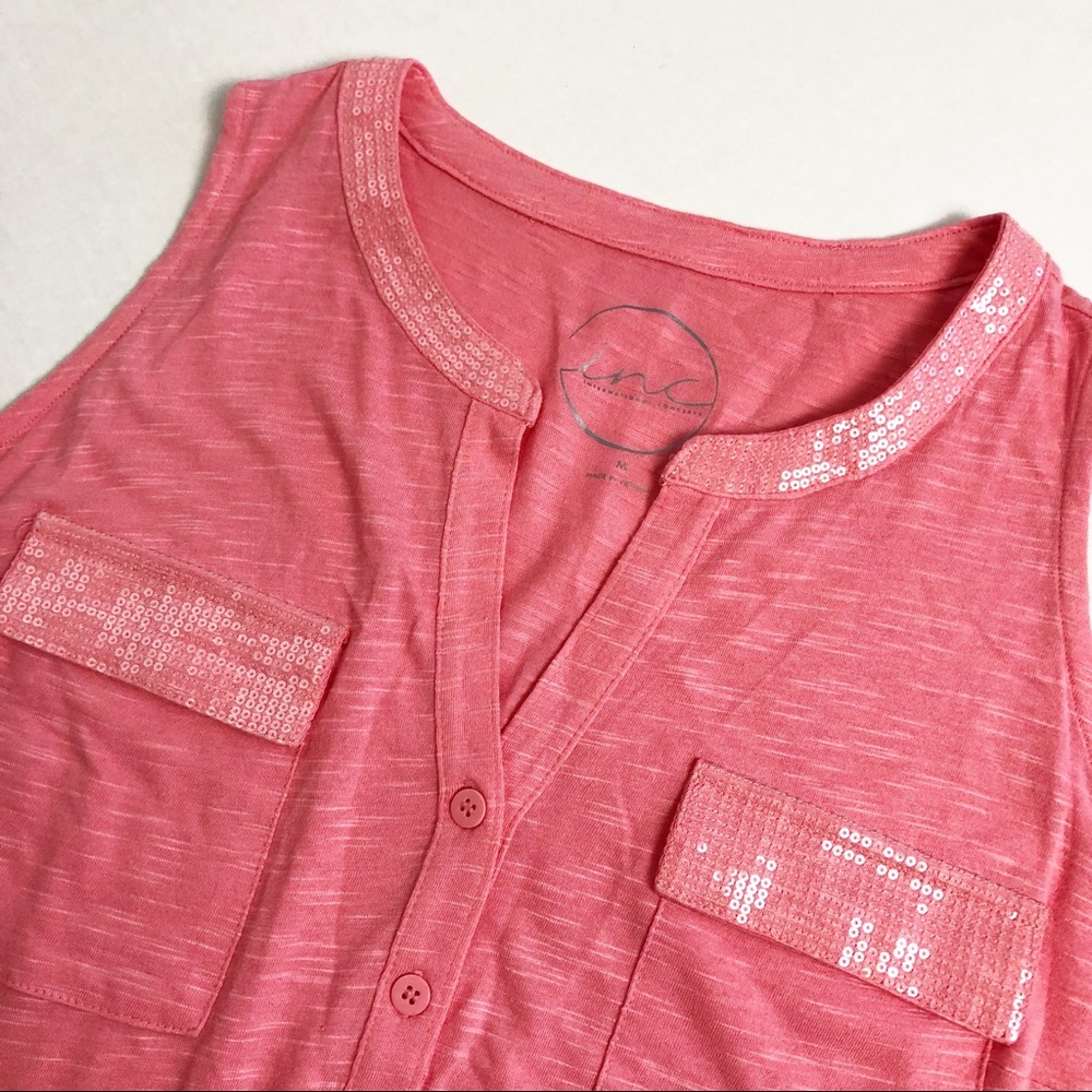 INC Sequined Sleeveless Shirt